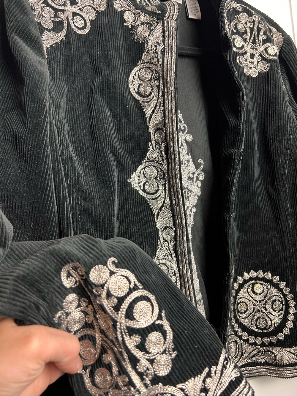 Chico's Black Velvet Jacket with Silver Embroidery - Picture 5 of 7